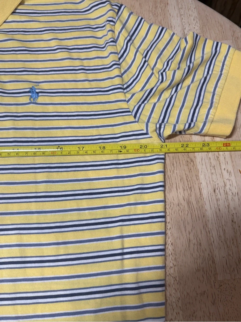 Vintage Polo Ralph Lauren Yellow Striped Polo Shirt Mens Medium Embroidered Pony